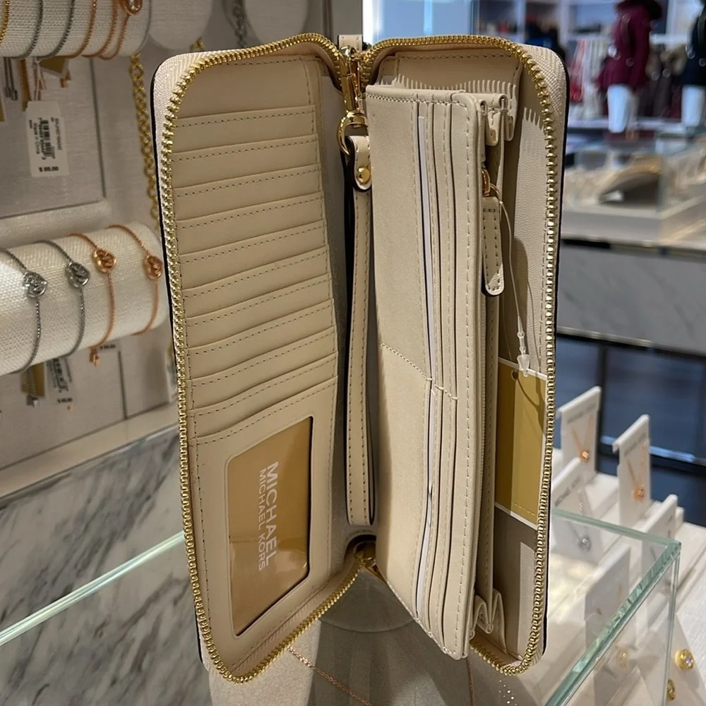 Michael Kors Jet Set Travel Large Signature Logo and Metallic Continental Wallet